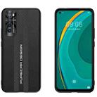 For Huawei nova 7 Carbon Fiber Texture Plain Leather Phone Case(Black) - 1