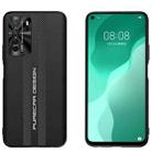 For Huawei nova 7 SE Carbon Fiber Texture Plain Leather Phone Case(Black) - 1