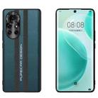 For Huawei nova 8 Pro Carbon Fiber Texture Plain Leather Phone Case(Dark Green) - 1