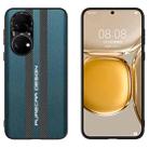 For Huawei P50E Carbon Fiber Texture Plain Leather Phone Case(Dark Green) - 1
