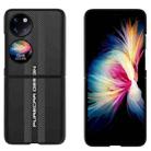 For Huawei P50 Pocket Carbon Fiber Texture Plain Leather Phone Case(Black) - 1