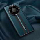 For Huawei Mate 40 Pro+ Carbon Fiber Texture Plain Leather Phone Case(Dark Green) - 1