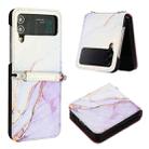 For Samsung Galaxy Z Flip3 5G Marble Pattern Leather Phone Case(White Purple LS006) - 1