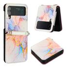 For Samsung Galaxy Z Flip4 Marble Pattern Leather Phone Case(Galaxy Marble White LS004) - 1