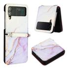For Samsung Galaxy Z Flip4 Marble Pattern Leather Phone Case(White Purple LS006) - 1