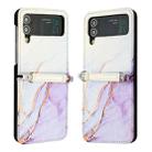 For Samsung Galaxy Z Flip4 Marble Pattern Leather Phone Case(White Purple LS006) - 2