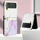 For Samsung Galaxy Z Flip4 Marble Pattern Leather Phone Case(White Purple LS006) - 5