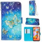 For Galaxy A11 3D Painting Horizontal Flip Leather Case with Holder & Card Slot & Wallet & Lanyard(Golden Butterfly) - 1