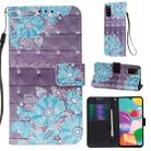For Galaxy A41 3D Painting Horizontal Flip Leather Case with Holder & Card Slot & Wallet & Lanyard(Blue Flower) - 1