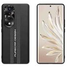 For Honor 70 Pro Carbon Fiber Texture Plain Leather Phone Case(Black) - 1