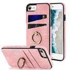 Vintage Patch Leather Phone Case with Ring Holder For iPhone SE 2022 / SE 2020 / 8 / 7(Pink) - 1