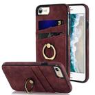 Vintage Patch Leather Phone Case with Ring Holder For iPhone SE 2022 / SE 2020 / 8 / 7(Red) - 1