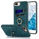 Vintage Patch Leather Phone Case with Ring Holder For iPhone 7 Plus/8 Plus(Blue) - 1