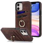 For iPhone 11 Vintage Patch Leather Phone Case with Ring Holder (Brown) - 1