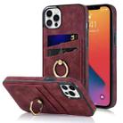 For iPhone 12 Pro Max Vintage Patch Leather Phone Case with Ring Holder(Red) - 1