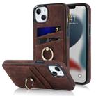 For iPhone 13 mini Vintage Patch Leather Phone Case with Ring Holder (Brown) - 1