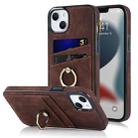 For iPhone 13 Vintage Patch Leather Phone Case with Ring Holder(Brown) - 1