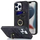 For iPhone 13 Pro Max Vintage Patch Leather Phone Case with Ring Holder (Black) - 1