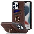 For iPhone 13 Pro Max Vintage Patch Leather Phone Case with Ring Holder (Brown) - 1