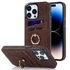 For iPhone 14 Pro Max Vintage Patch Leather Phone Case with Ring Holder (Brown) - 1