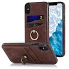 For iPhone X Vintage Patch Leather Phone Case with Ring Holder(Brown) - 1