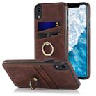 For iPhone XR Vintage Patch Leather Phone Case with Ring Holder(Brown) - 1