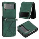 For Samsung Galaxy Z Flip3 5G 3D Embossed Leather Phone Case(Dark Green) - 1