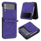 For Samsung Galaxy Z Flip3 5G 3D Embossed Leather Phone Case(Purple) - 1