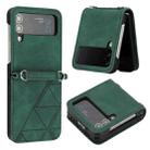 For Samsung Galaxy Z Flip4 3D Embossed Leather Phone Case(Dark Green) - 1