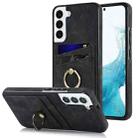 For Samsung Galaxy S22 5G Vintage Patch Leather Phone Case with Ring Holder(Black) - 1