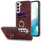 For Samsung Galaxy S22 5G Vintage Patch Leather Phone Case with Ring Holder(Red) - 1