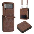 For Samsung Galaxy Z Flip3 5G Crossbody Football Texture Leather Phone Case(Brown) - 1