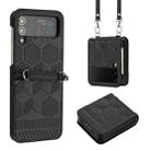 For Samsung Galaxy Z Flip4 Crossbody Football Texture Leather Phone Case(Black) - 1