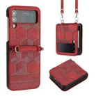 For Samsung Galaxy Z Flip4 Crossbody Football Texture Leather Phone Case(Red) - 1