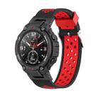 For Amazfit T-Rex / T-Rex Pro / Ares 3-Row Holes Two-color Silicone Watch Band(Black Red) - 1