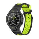 For Amazfit T-Rex / T-Rex Pro / Ares 3-Row Holes Two-color Silicone Watch Band(Black Green) - 1