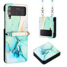 For Samsung Galaxy Z Flip4 Crossbody Marble Pattern Leather Phone Case(Green LS003) - 1