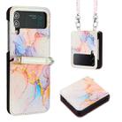 For Samsung Galaxy Z Flip4 Crossbody Marble Pattern Leather Phone Case(Galaxy Marble White LS004) - 1