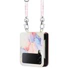 For Samsung Galaxy Z Flip4 Crossbody Marble Pattern Leather Phone Case(Galaxy Marble White LS004) - 2