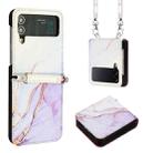 For Samsung Galaxy Z Flip4 Crossbody Marble Pattern Leather Phone Case(White Purple LS006) - 1