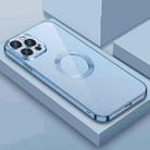 For iPhone 14 Plus 9D Plated Lens Film Clear Phone Case (Sierra Blue) - 1