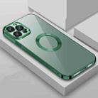 For iPhone 14 Plus 9D Plated Lens Film Clear Phone Case (Alpine Green) - 1