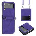 For Samsung Galaxy Z Flip3 5G Crossbody 3D Embossed Leather Phone Case(Purple) - 1