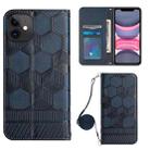 For iPhone 11 Crossbody Football Texture Magnetic PU Phone Case (Dark Blue) - 1