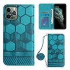 For iPhone 11 Pro Max Crossbody Football Texture Magnetic PU Phone Case (Light Blue) - 1