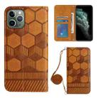 For iPhone 11 Pro Max Crossbody Football Texture Magnetic PU Phone Case (Khaki) - 1