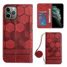 For iPhone 11 Pro Max Crossbody Football Texture Magnetic PU Phone Case (Red) - 1