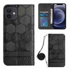 For iPhone 12 Crossbody Football Texture Magnetic PU Phone Case(Black) - 1