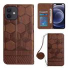 For iPhone 12 Crossbody Football Texture Magnetic PU Phone Case(Brown) - 1