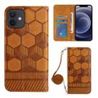 For iPhone 12 mini Crossbody Football Texture Magnetic PU Phone Case (Khaki) - 1